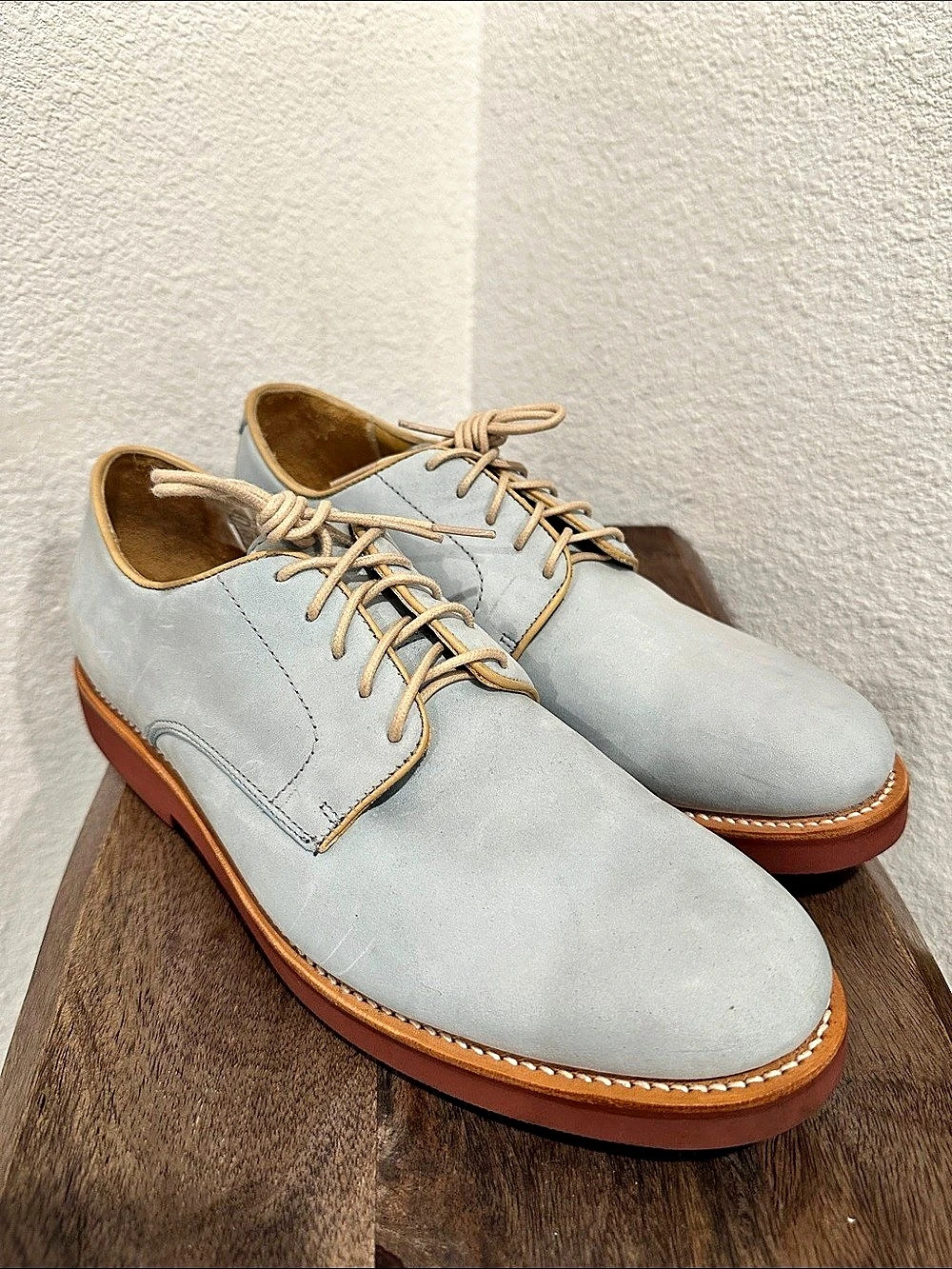 NEW Brooks Brothers Light Blue Leather Derby Shoes Size 8.5D Men's
